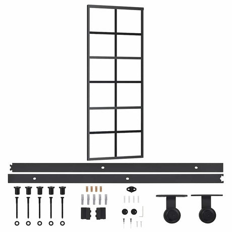 Vidaxl schuifdeur met beslag 76x205 cm aluminium en esg-glas