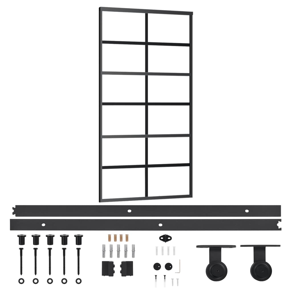 Vidaxl -Schiebetür mit Teig 102x205 cm Aluminium und ESG -Glas