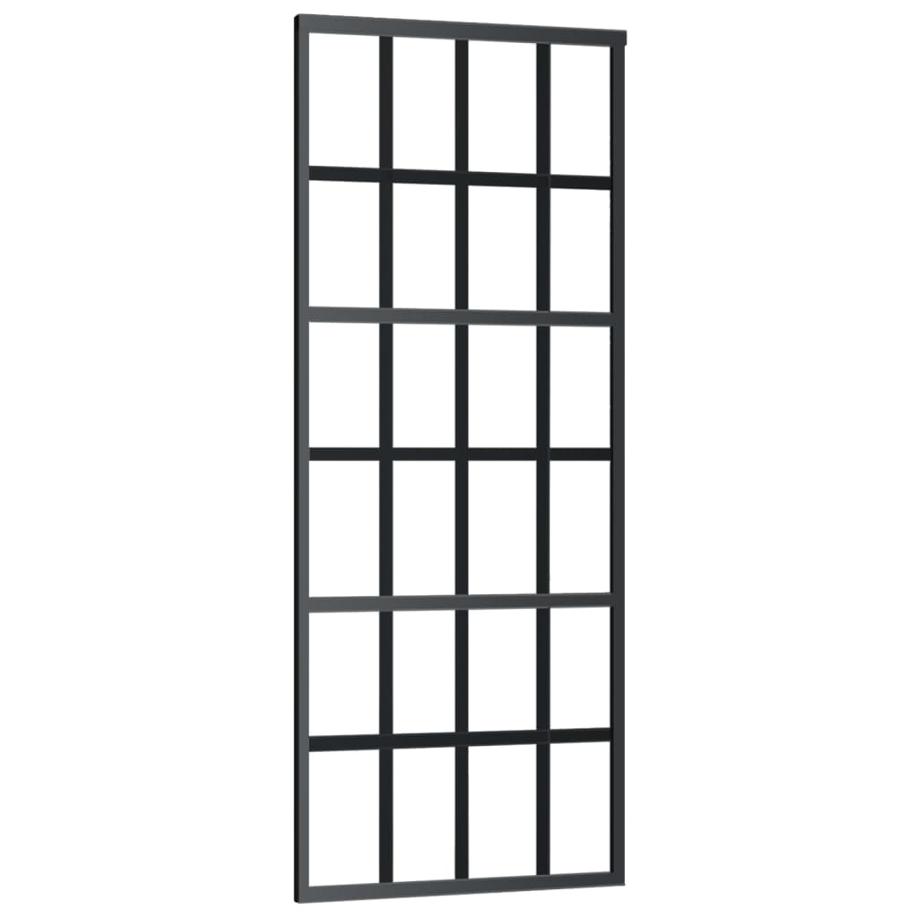 VidaXL Schuifdeur met beslag 76x205 cm aluminium en ESG-glas