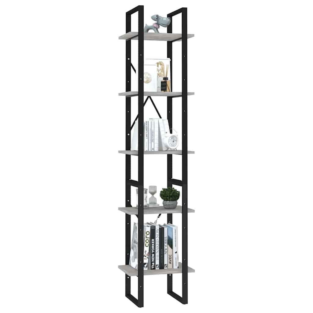 Vidaxl boekenkast met 5 schappen 40x30x175 cm bewerkt hout betongrijs