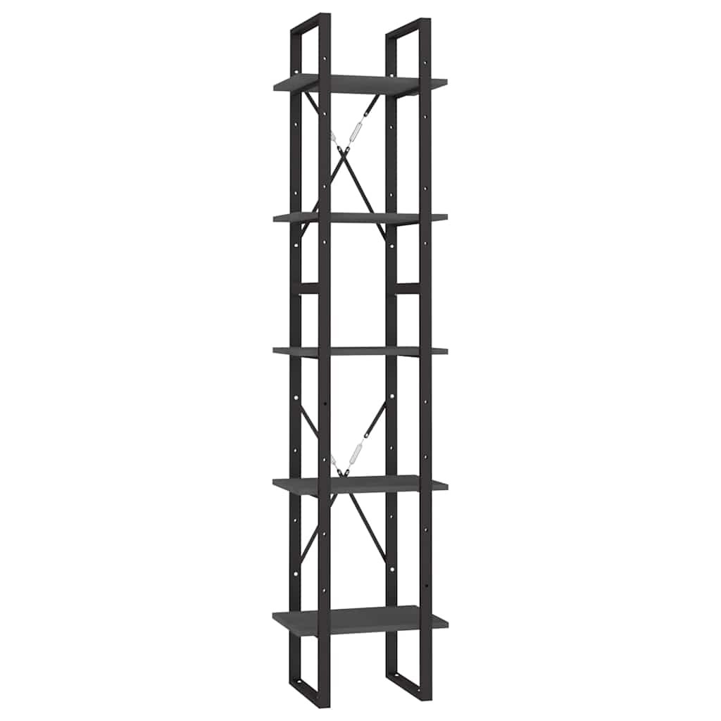 Vidaxl boekenkast met 5 schappen 40x30x175 cm massief grenenhout grijs