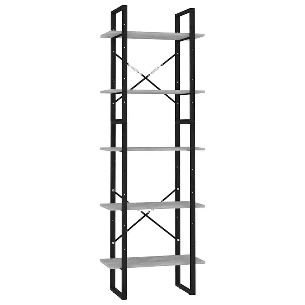 Vidaxl boekenkast met 5 schappen 60x30x175 cm bewerkt hout betongrijs
