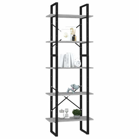 Vidaxl boekenkast met 5 schappen 60x30x175 cm bewerkt hout betongrijs