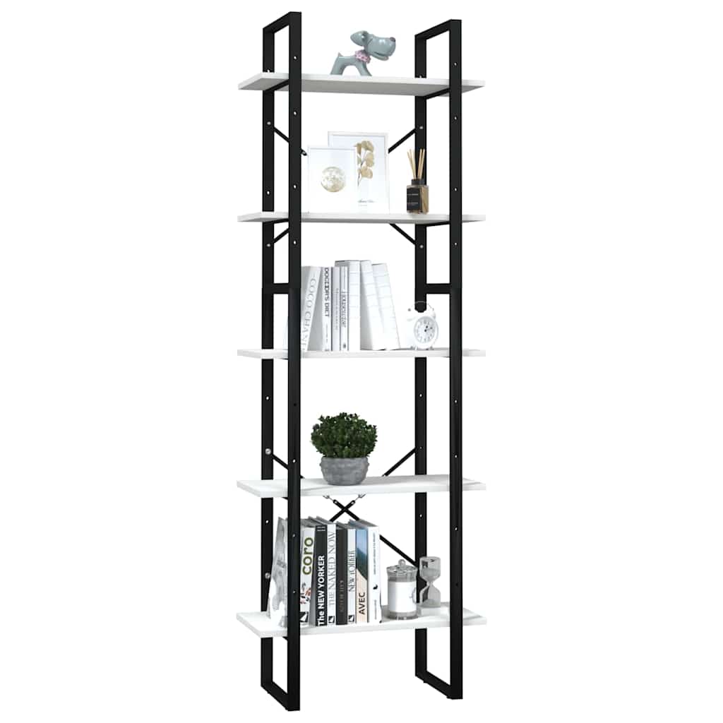 Vidaxl boekenkast met 5 schappen 60x30x175 cm massief grenenhout wit