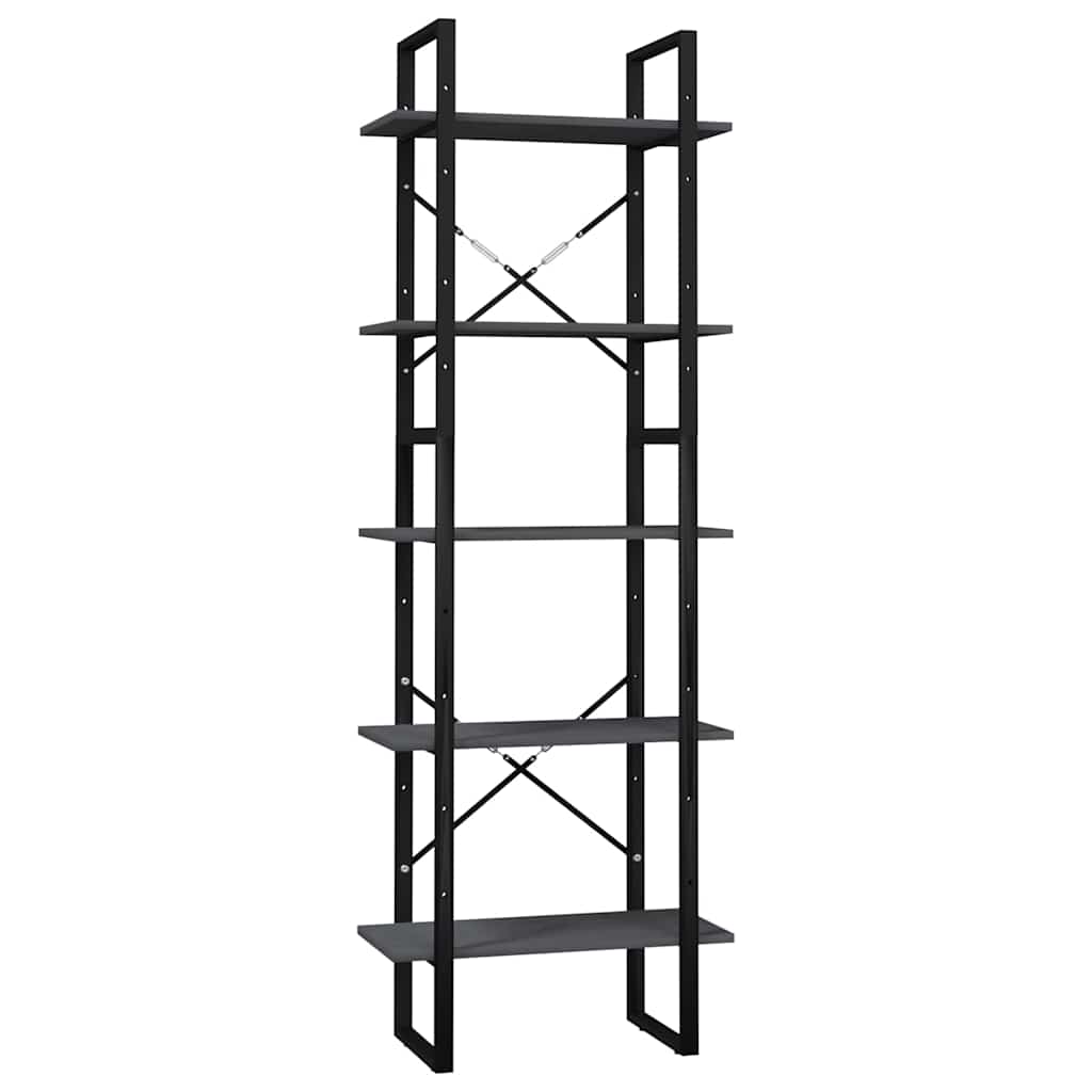 Vidaxl boekenkast met 5 schappen 60x30x175 cm massief grenenhout grijs