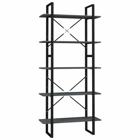 Vidaxl boekenkast met 5 schappen 80x30x175 cm bewerkt hout grijs