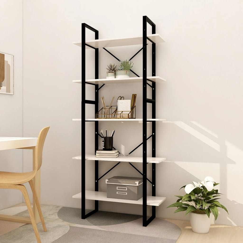 Vidaxl boekenkast met 5 schappen 80x30x175 cm grenenhout wit