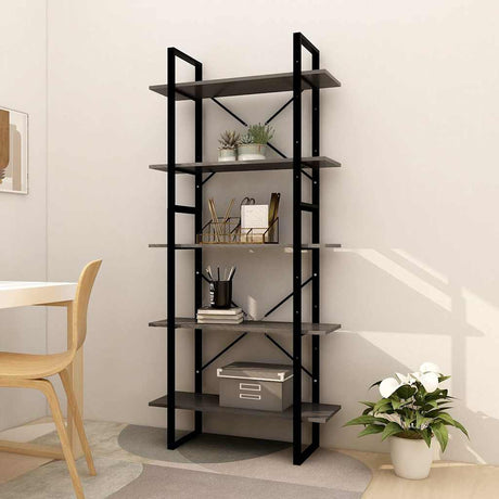 Vidaxl boekenkast met 5 schappen 80x30x175 cm grenenhout grijs