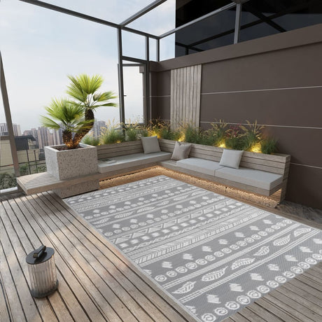 Vidaxl buitenkleed arakil 190x290 cm polypropeen grijs
