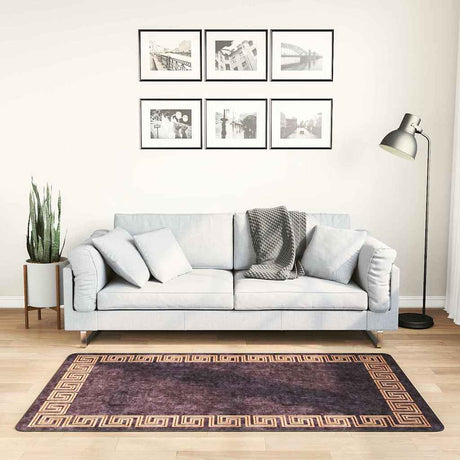 Vidaxl vloerkleed wasbaar anti-slip 80x150 cm zwart en goudkleurig