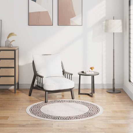 Vidaxl vloerkleed wasbaar anti-slip ø120 cm lichtbeige
