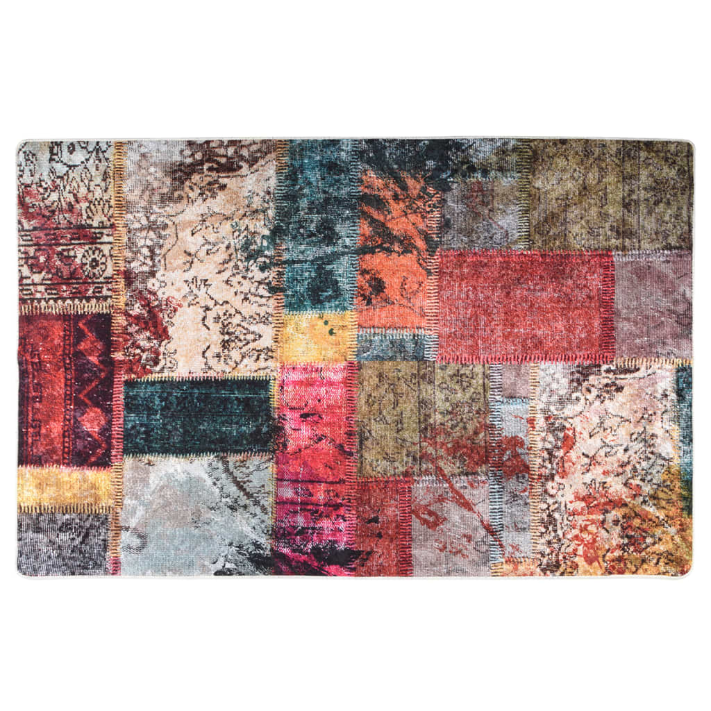 Vidaxl Rug Washable Anti-Slip Patchwork 80x150 cm flerfarvet