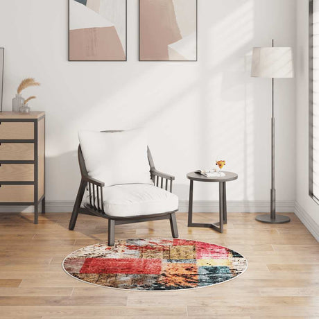 Vidaxl vloerkleed wasbaar anti-slip patchwork ø120 cm meerkleurig