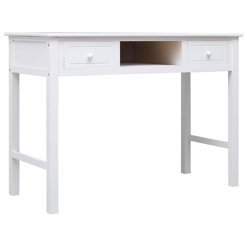 Vidaxl bureau 108x45x76 cm massief paulowniahout wit