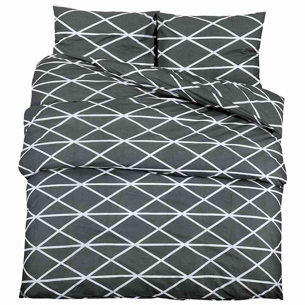 Vidaxl dekbedovertrekset 155x220 cm katoen donkergrijs en wit