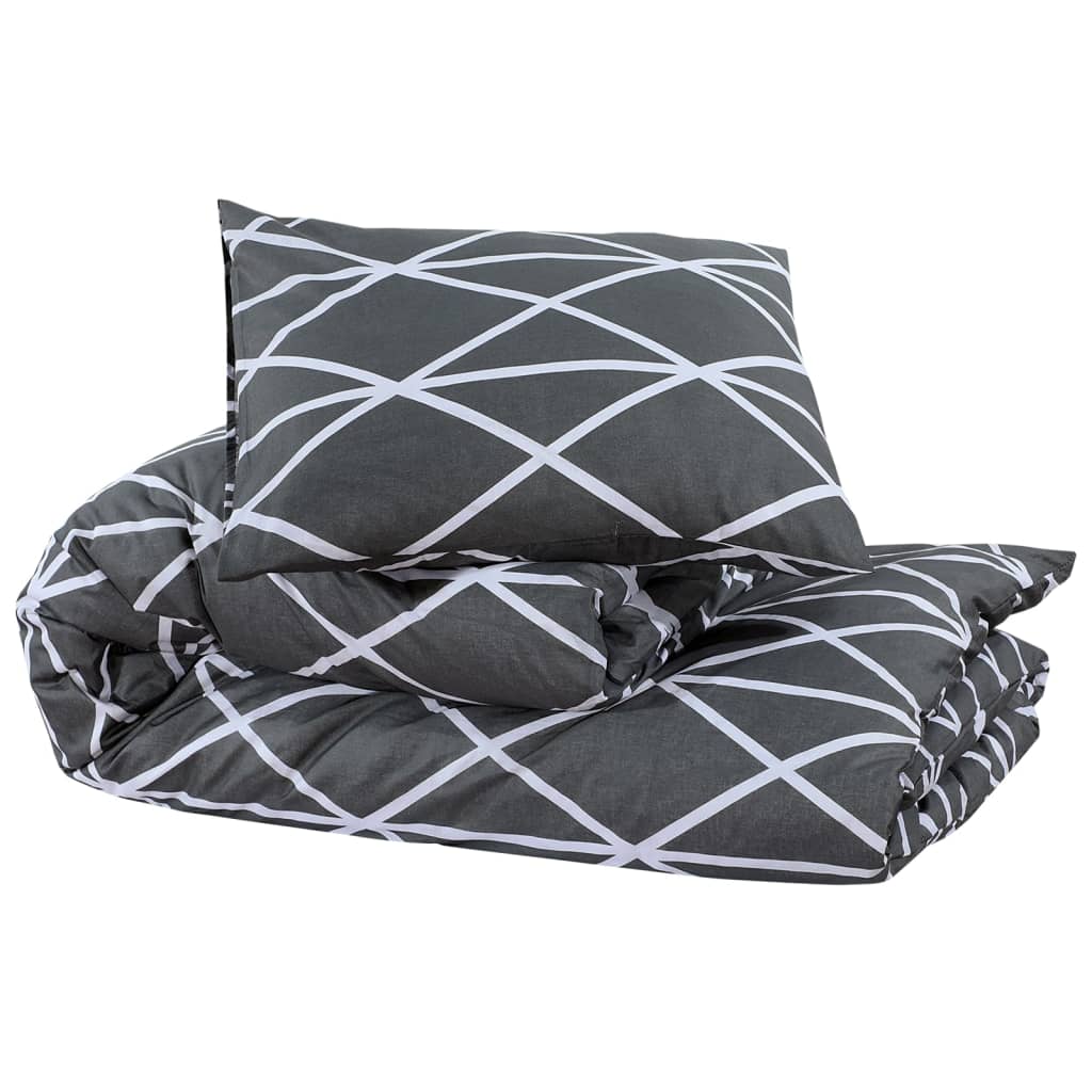 Ensemble de croisement de couette Vidaxl 155x220 cm Gray en coton