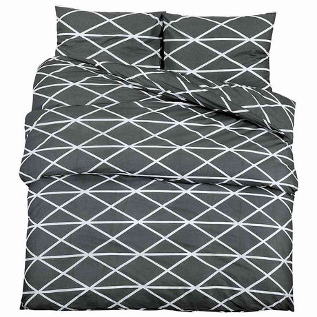 Vidaxl dekbedovertrekset 200x220 cm katoen donkergrijs en wit