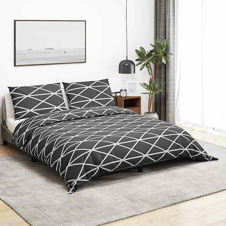 Vidaxl dekbedovertrekset 200x220 cm katoen donkergrijs en wit