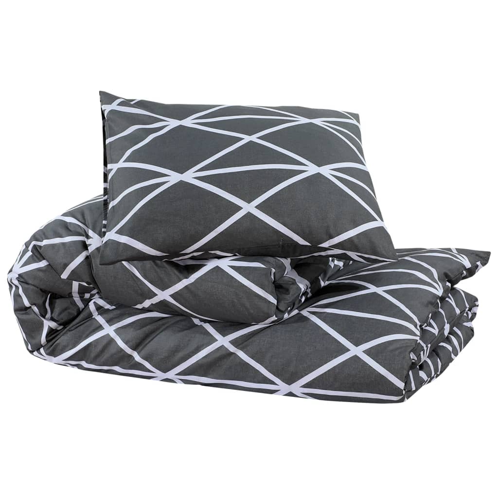 Ensemble de croisement de couette Vidaxl 225x220 cm Gray en coton