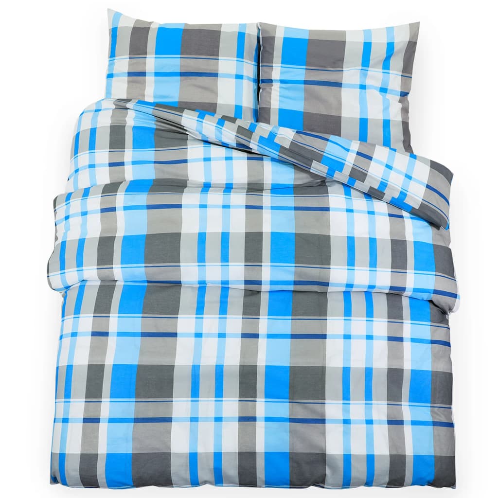 Vidaxl dekbedovertrekset 240x220 cm katoen blauw en grijs