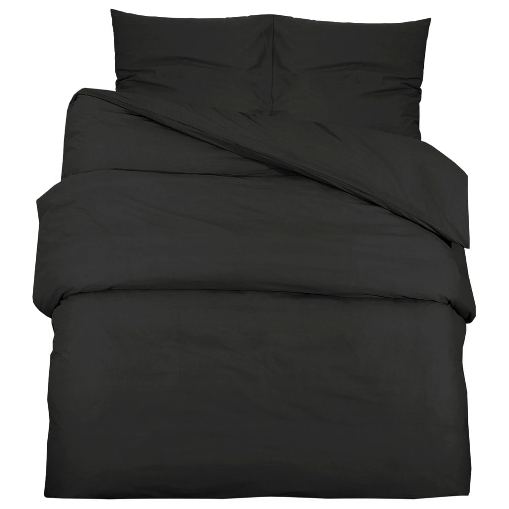 Vidaxl Duvet Overlay Set 200x200 cm de algodón negro