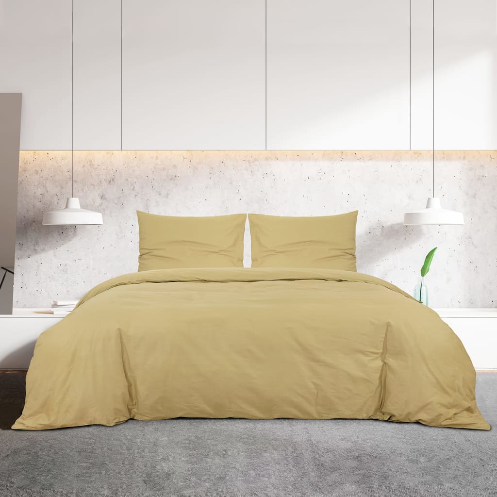 Vidaxl Duvet Superlay Set 140x200 cm de algodón Taupe