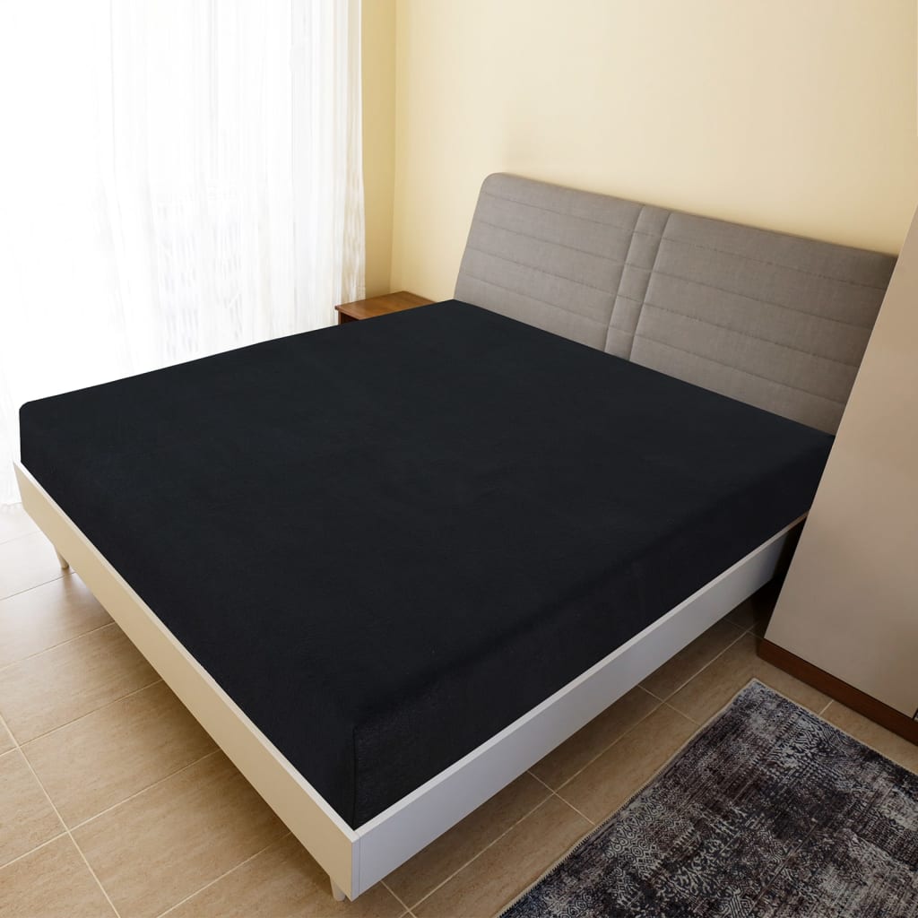 Fogli montati Vidaxl 2 St Jersey 90x200 cm di cotone nero