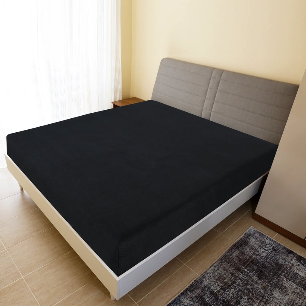 Fogli montati Vidaxl 2 St Jersey 160x200 cm di cotone nero