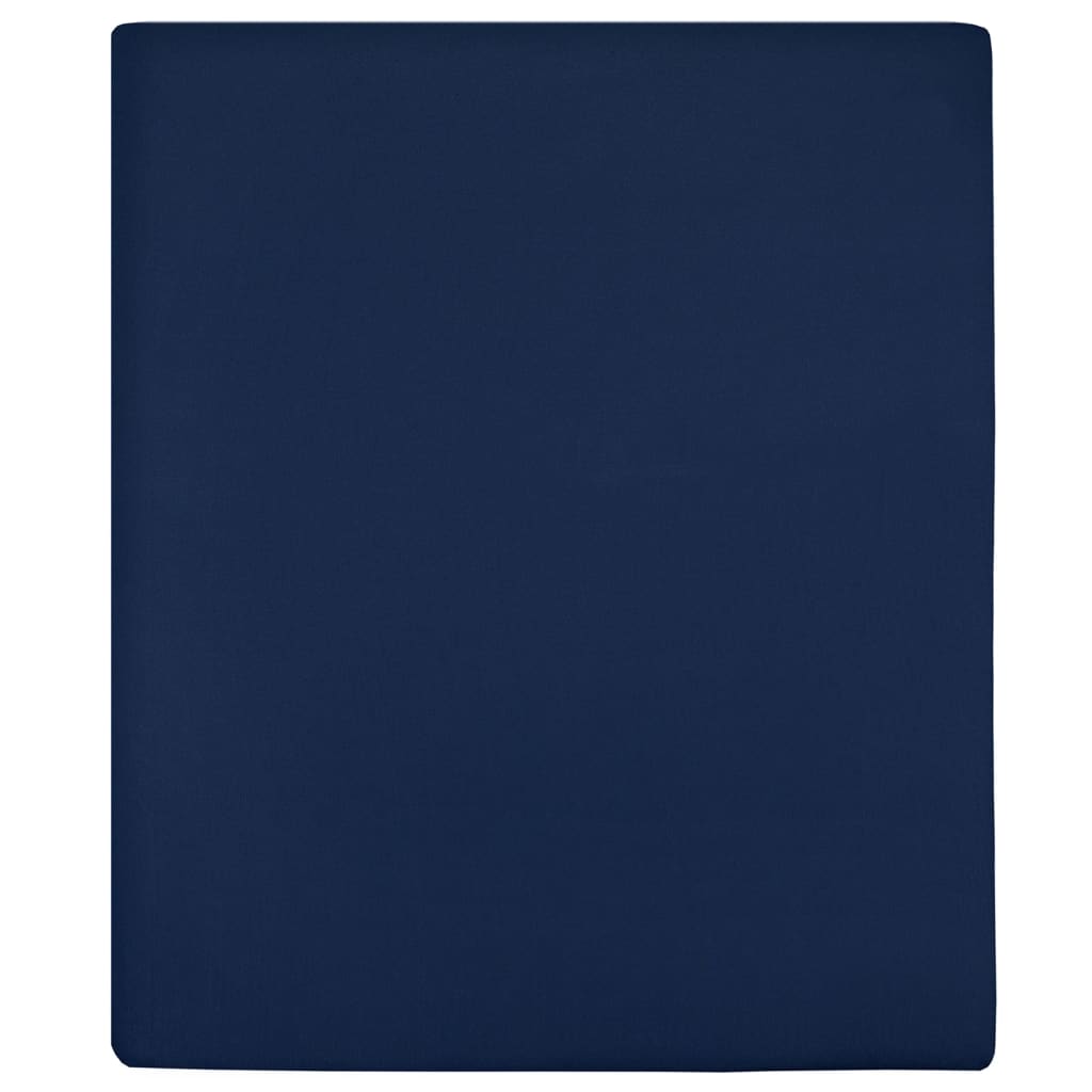 Fogli montati Vidaxl 2 St Jersey 100x200 cm Blu marina di cotone