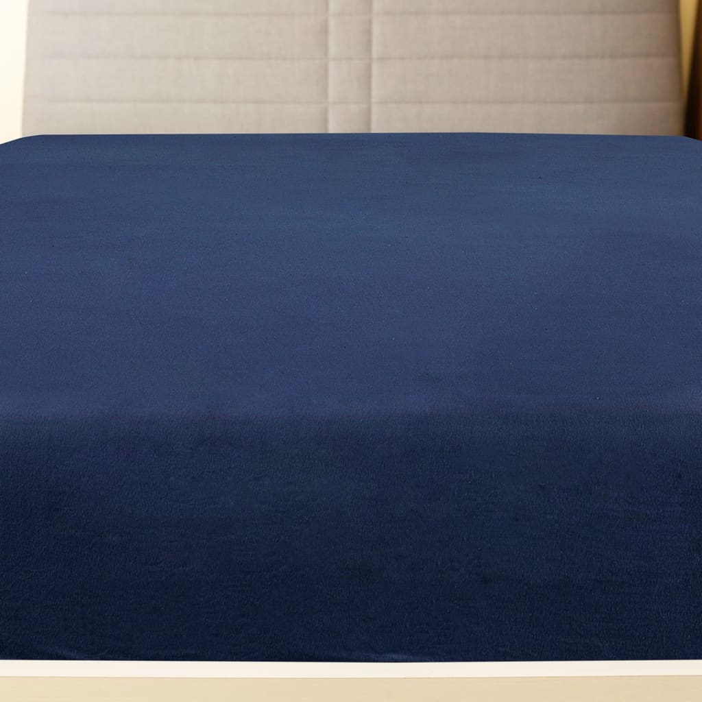 Fogli montati Vidaxl 2 St Jersey 100x200 cm Blu marina di cotone