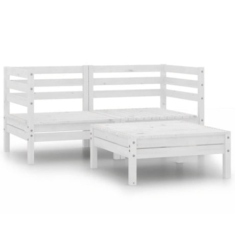 Vidaxl 3-delige loungeset massief grenenhout wit