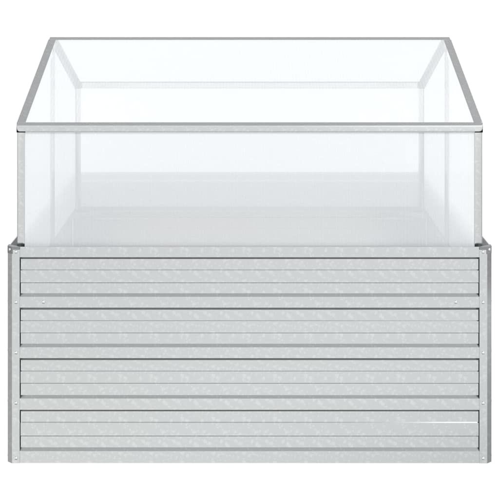 Vidaxl plantenbak met kas verhoogd 100x100x85 cm zilverkleurig