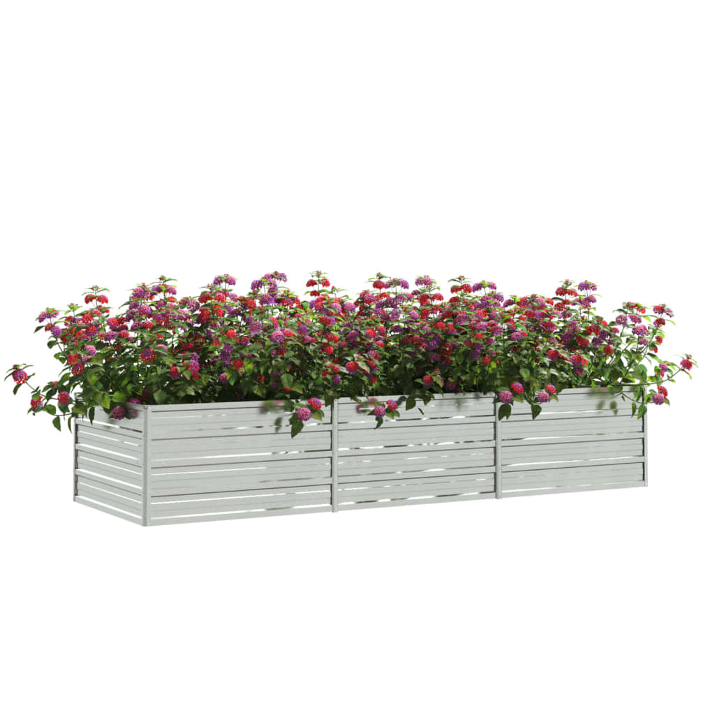 Plantador Vidaxl elevado 240x80x45 cm de acero galvanizado de plata