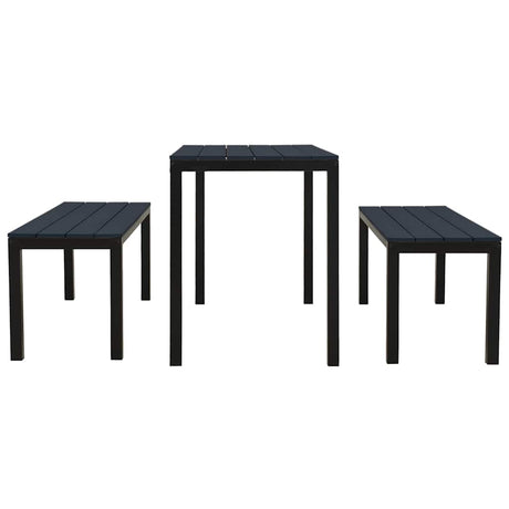 Vidaxl 3-delige tuinset staal en hkc zwart