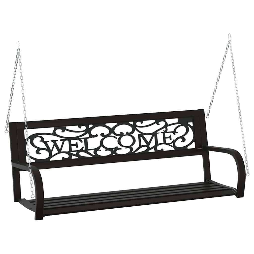 Vidaxl schommelbank 125 cm staal en kunststof zwart