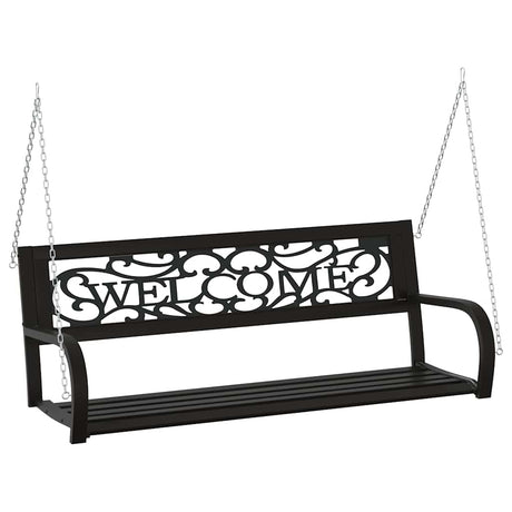 Vidaxl schommelbank 125 cm staal en kunststof zwart