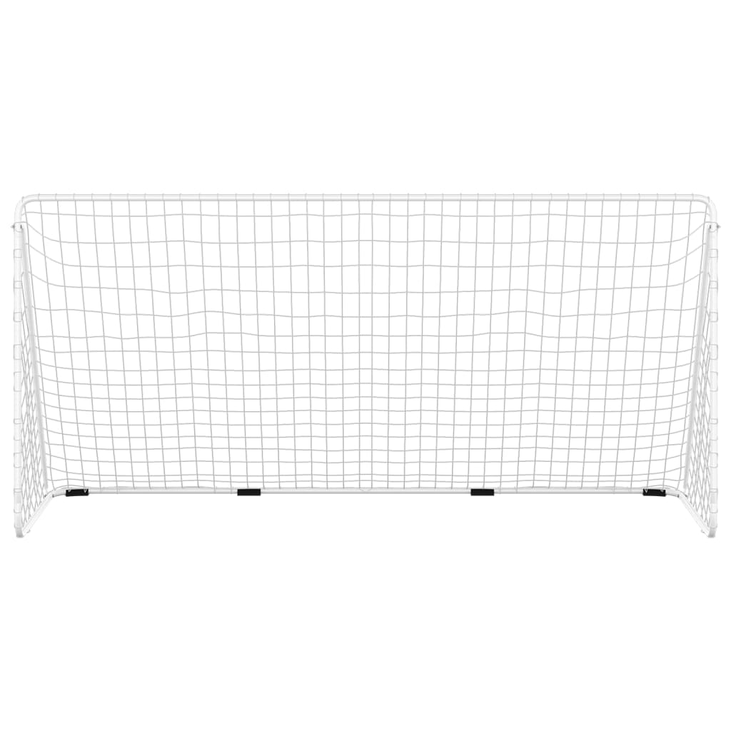 Objectif de football Vidaxl avec net 366x122x182 cm en acier blanc