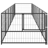 Vidaxl hund kennel 7 m² stål svart