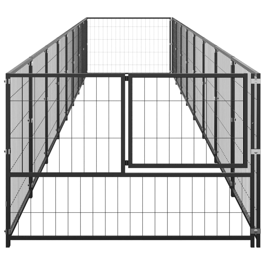 Bidaxl hund kennel 8 m² stål svart