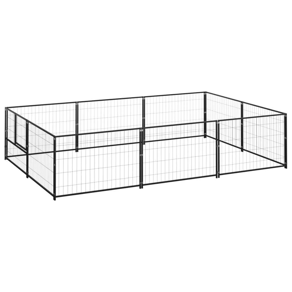 Vidaxl hund kennel 6 m² stål svart