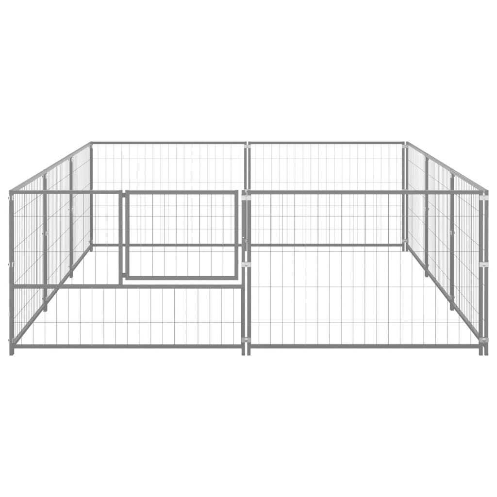 Vidaxl hund kennel 6 m² stål silverfärgad