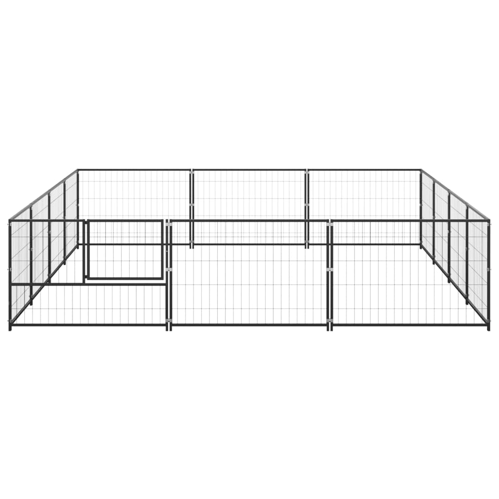 Vidaxl chien Kennel 12 m² en acier noir