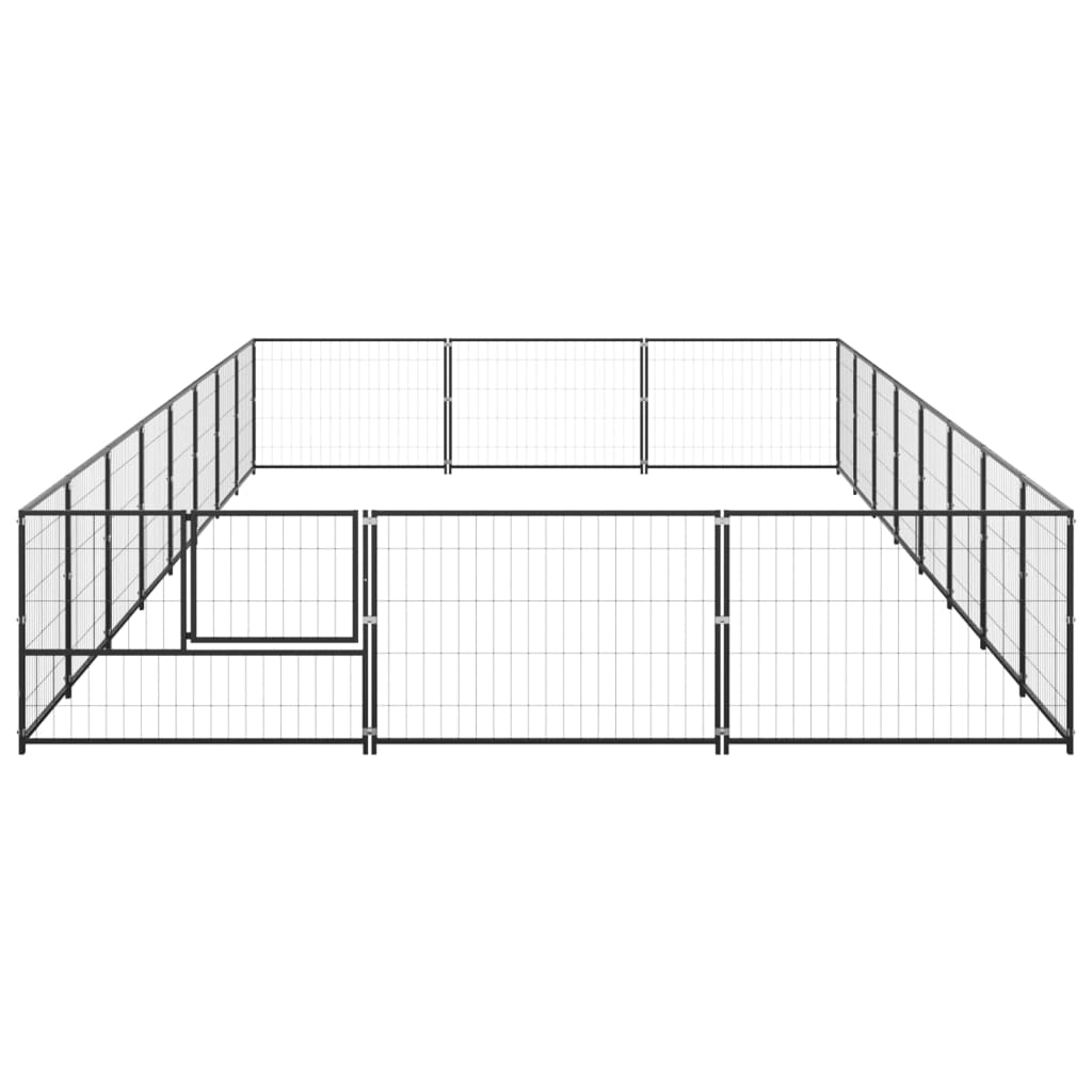 VidaXL Hondenkennel 24 m² staal zwart