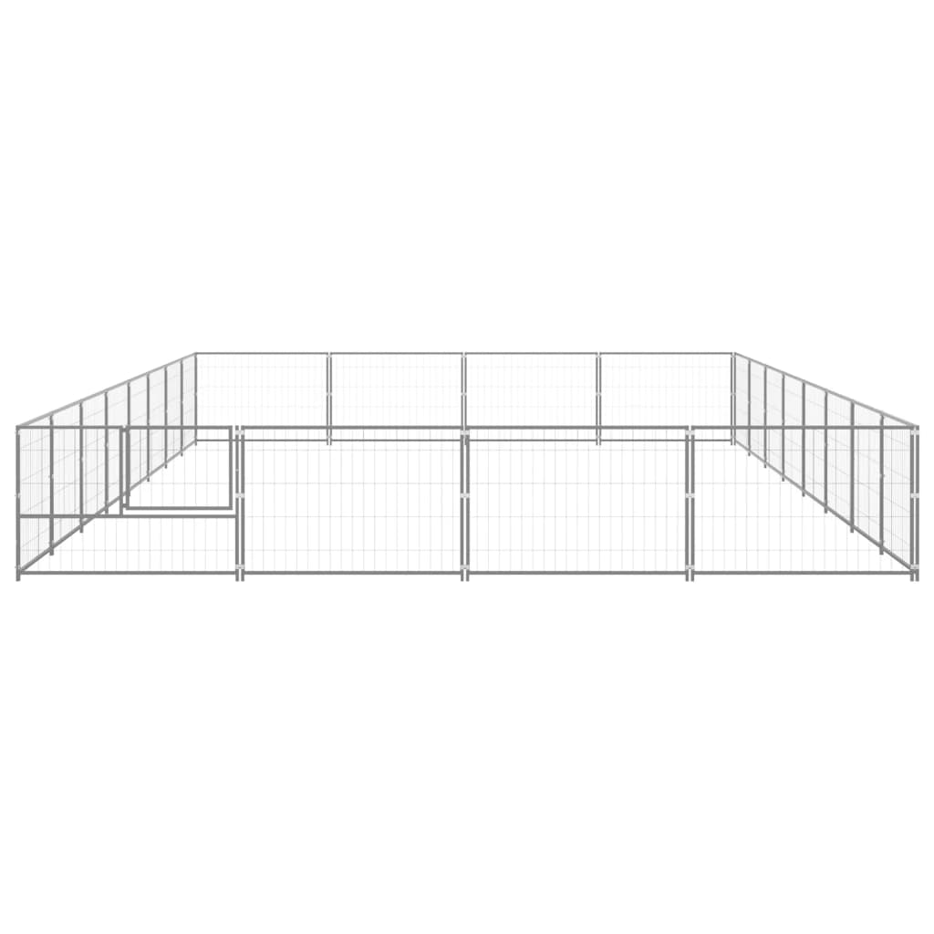 Vidaxl Dog Kennel 32 m² stalowy srebrny kolor