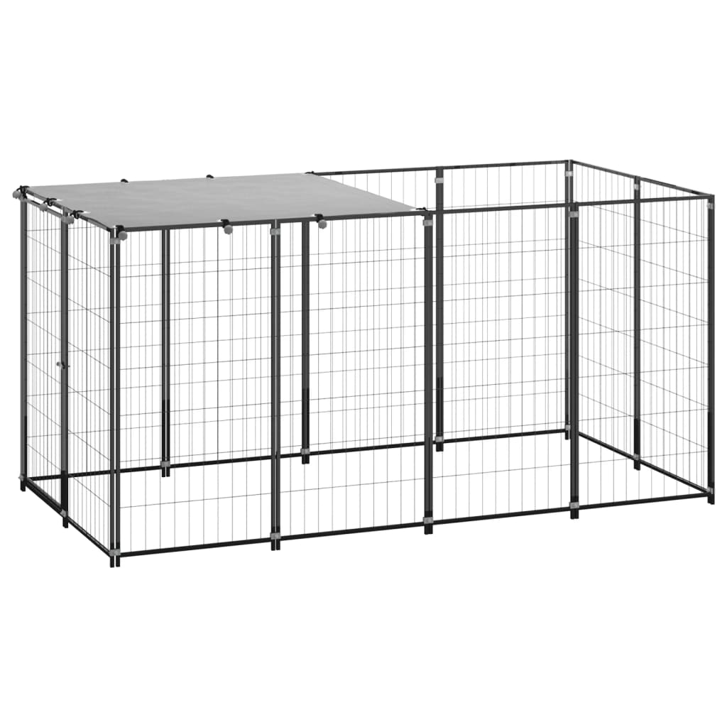 Vidaxl chien kennel 2,42 m² en acier noir