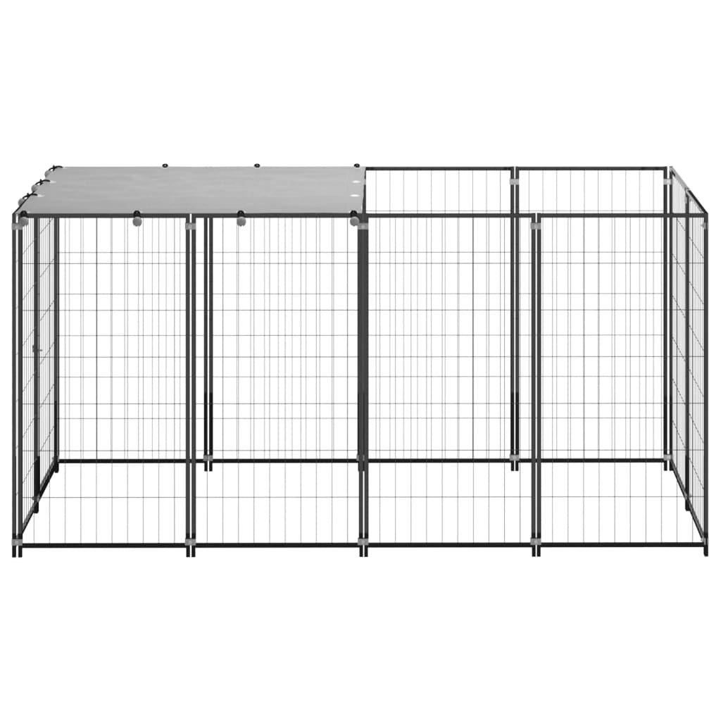 Vidaxl chien kennel 2,42 m² en acier noir