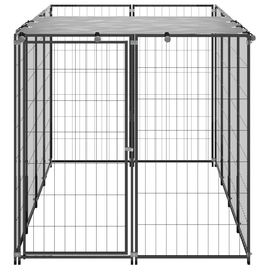 Vidaxl chien kennel 2,42 m² en acier noir