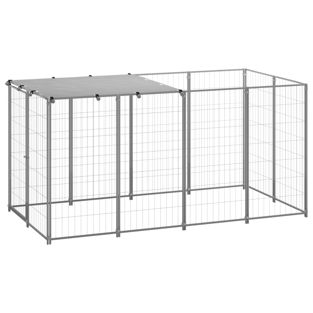 Vidaxl Dog Kennel 2,42 m² stål sølvfarget