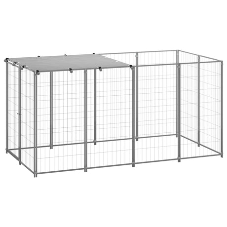 Vidaxl hondenkennel 2,42 m² staal zilverkleurig