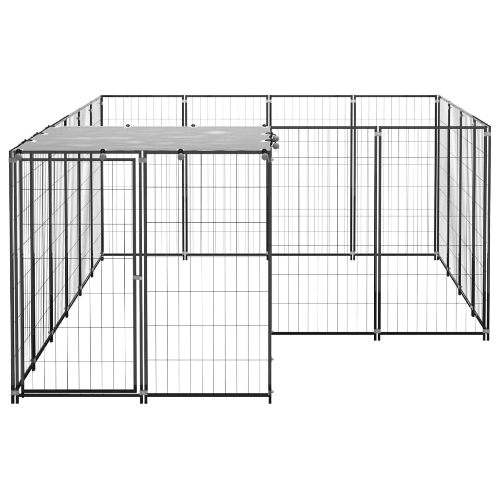 Vidaxl Dog Kennel 6.05 m² Steel Black